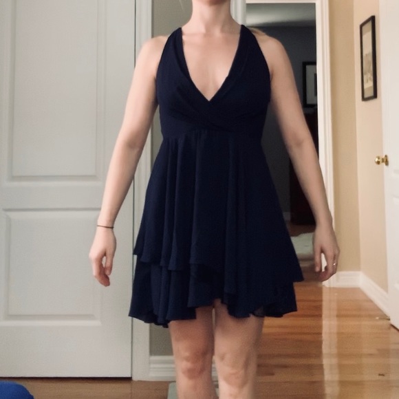 NEW BCBG halter cocktail dress navy - Picture 6 of 6